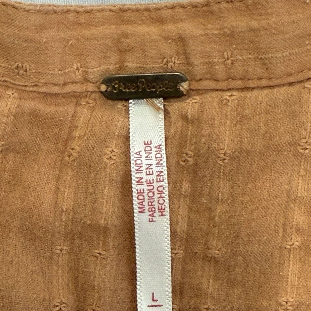 Free People Marigold Buttondown Top Burnt Orange Women Size Large Blouson Sleeve - Picture 2 of 13
